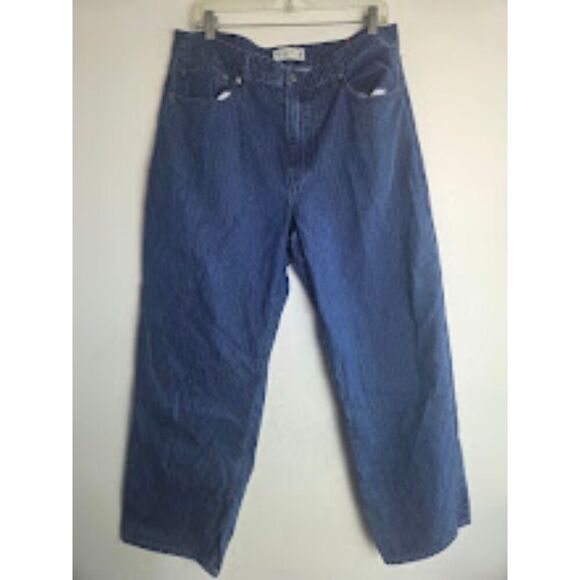 Abercrombie & Fitch Blue Loose High Rise Straight Leg Jeans Pants size 32/14S - Picture 2 of 8